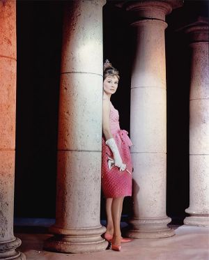 Audrey Hepburn costumes - audrey-hepburn in lovely pink frock.jpg